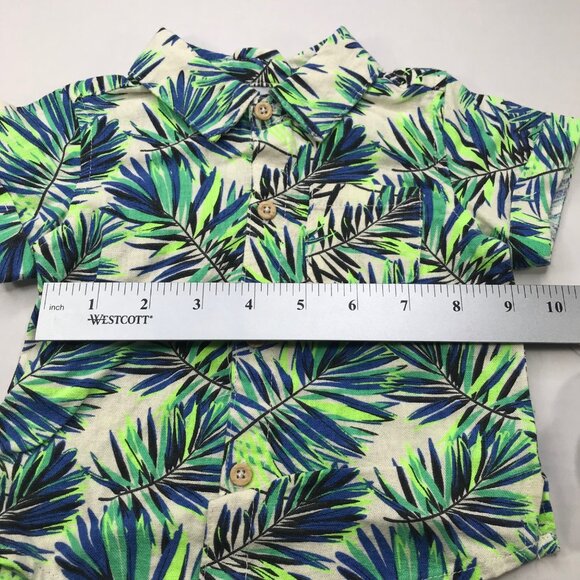 Wonder Nation Boy's 2 Piece Shirt and Short Set 3-6 Month Green New With Tags - Picture 10 of 16